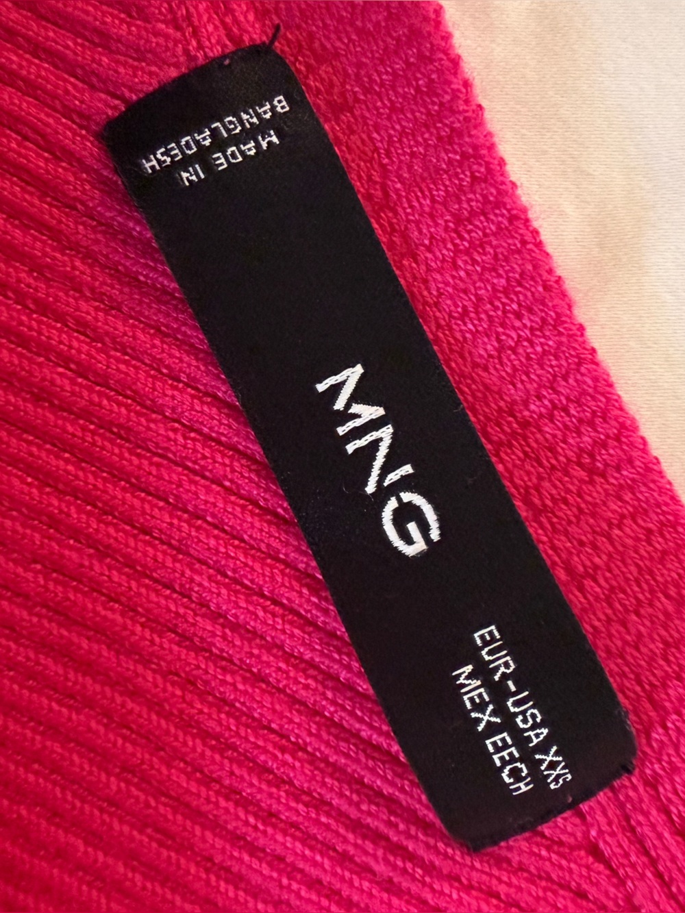 Mango Ribbed One-Shoulder Top - Hot Pink - Picture 3 of 5